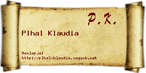 Plhal Klaudia névjegykártya